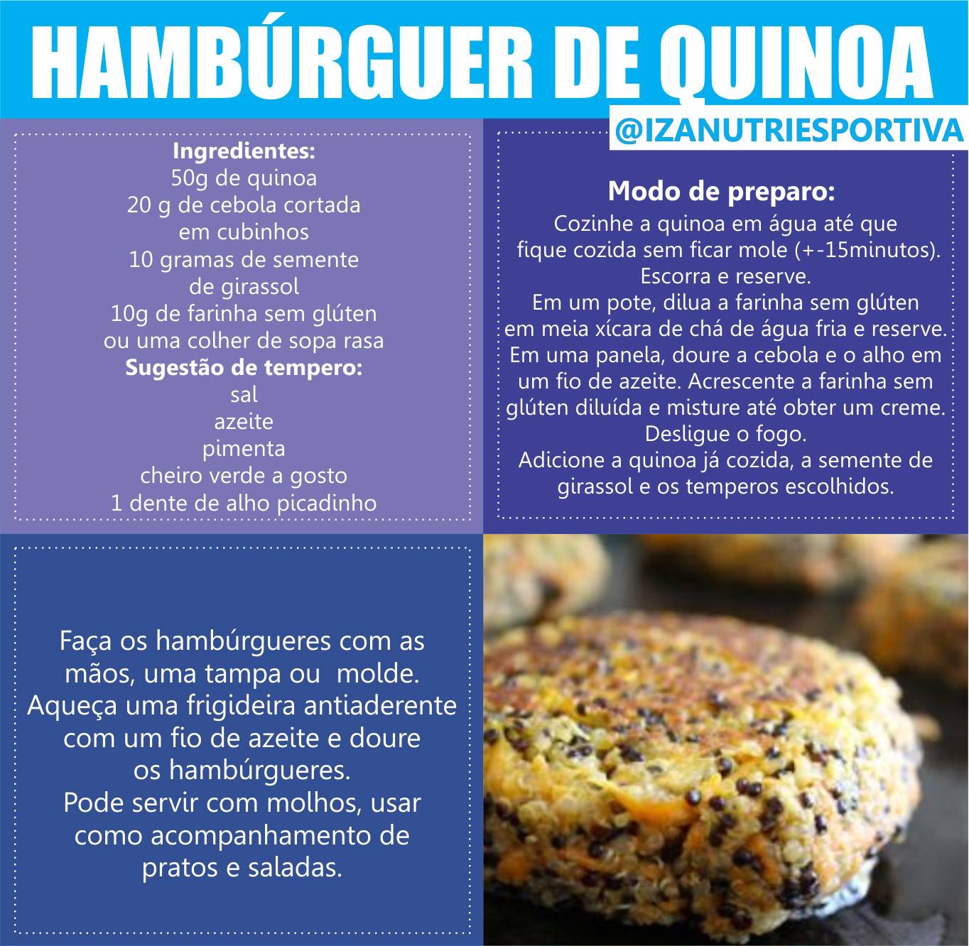 Receita: hambúrguer de quinoa